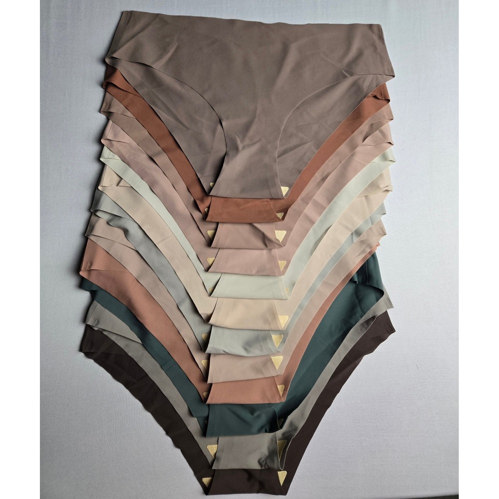 Seamless Laser Cut High Waist Panties Set Earth Tones Neutrals 12 Pack Large